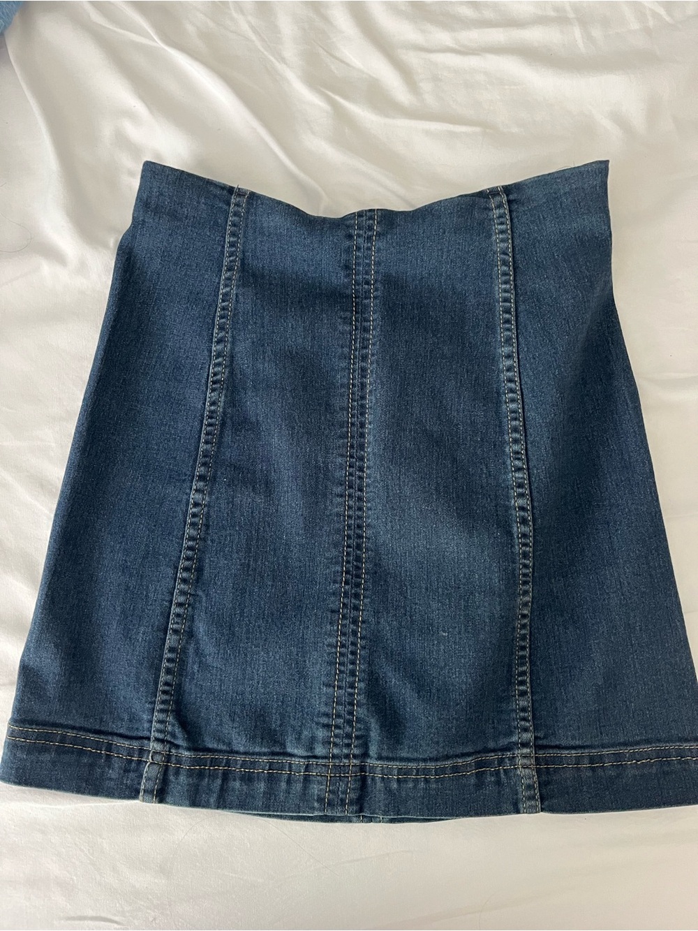 Free People Dark Blue Denim Paneled Mini Skirt